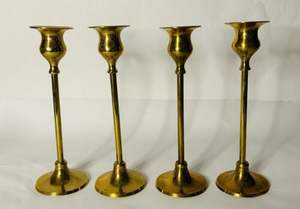 Portavelas de latón con forma de acabado redondo, portavelas doradas, candelabro de Metal - Product Image 5