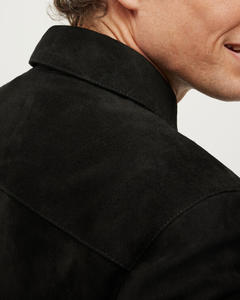 Chaqueta de cuero de gamuza al por mayor de lujo para hombre chaqueta de tela transpirable con cremallera de primera calidad personalizada con logotipo personalizado - Product Image 5