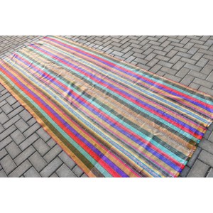 Vintage 4.5x10.5 ft Rug, Kilim Turkish Rug, <b>Red</b> Floral Rug <b>Wool</b> - Product Image 4