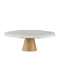 Support à gâteau rotatif élégant en bois d'acacia et marbre, design moderne et écologique, taille personnalisable, outil de cuisine pour gâteaux et pâtisseries