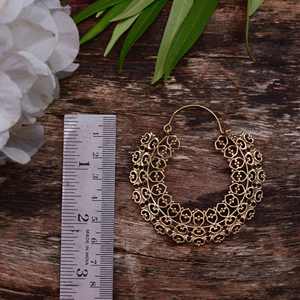 Boucles d'oreilles créoles en laiton plaqué or de style bohème Style festif Boucles d'oreilles en laiton plaqué or d'inspiration occidentale - Product Image 4