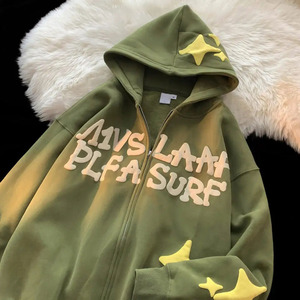 Sweat-shirt à capuche zippé pour homme en molleton épais de polyester et coton, idéal pour l'automne, avec logo éco-responsable et impression en relief et 3D - Product Image 3