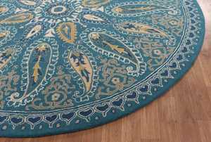 100% alfombras de lana hechas a mano con mechones New Mersey Blue Floral Style Set - Product Image 4