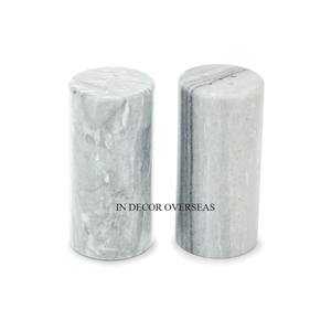 Juego de 2 molinos de sal y pimienta hechos de mármol de alta calidad con construcción duradera para suministros de utensilios de cocina de uso prolongado - Product Image 1