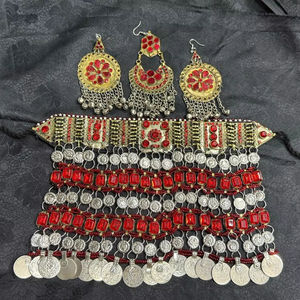 El mejor precio, conjunto de joyería afgana ligera y resistente, collar Vintage, pendientes, forma personalizada para mujeres y niñas, gran oferta para boda - Product Image 1