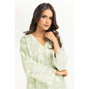 Ensemble coordonné brodé vert en mousseline de soie 2 pièces pour femme, tenue printemps/été, longueur au-dessus du genou, taille XS - Product Image 5