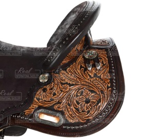 Selle de compétition de luxe en cuir de vachette véritable faite à la main pour l'équitation western et les courses de chevaux - Fournisseur en gros - Product Image 4