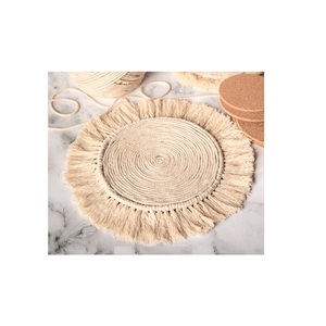 Classic Design Kitchen Dining Heat Resistant Round Placemats Boho Macrame Woven Tassel Print <b>Table</b> Mats Pad Non-Slip Placemats - Product Image 1