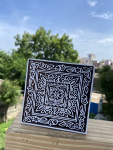 Square Floral Border Hand Carved <b>Wooden</b> <b>Block</b> for Textile Printing White Engraving Design for Best Price - Product Image 2