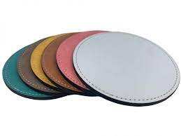 Sous-verre en cuir et fait à la main, tasse à thé et café, carré, Logo en relief, ensemble de sous-verres en cuir, produit - Product Image 5