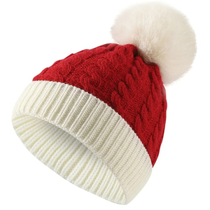 Unisex invierno rojo y verde 100% lana transpirable e impermeable gorro de punto para mujeres y hombres - Product Image 2