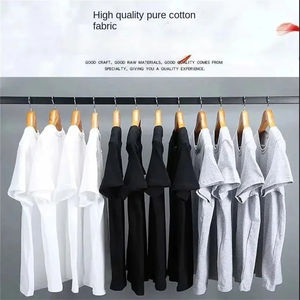100% Cotton O-Neck <b>Men's</b> T-<b>Shirt</b> Solid Color Breathable Casual Top for Spring Autumn Front Logo-Universal Bottoming <b>Shirt</b> Design - Product Image 3
