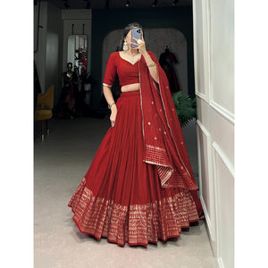 Venta al por mayor de FashionHarbour Pure Chanderi estilo Bollywood Lehenga Choli con Dupatta ropa de verano tradicional para fiestas - Product Image 2