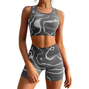 Ensemble de yoga d'été pour femmes avec contrôle du ventre 2 PCS Short d'athlétisme d'entraînement, leggings et soutien-gorge de sport Taille personnalisée - Product Image 6