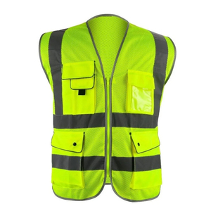 Men's High Visibility Polyester Safety Vest Breathable CE Certified Workwear with Custom <b>Colors</b> and Logo - Product Image 1