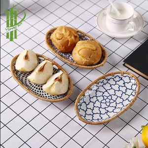 Nouvelle tendance chaude nouveaux plateaux faits à la main de luxe peint rotin laque nacre plateau en gros - Product Image 4