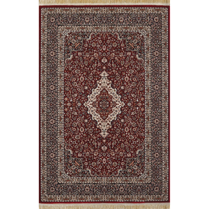 Alfombra turca de lujo hecha a máquina, poliéster, color rojo intenso, premium, para sala de estar, del fabricante de Gaziantep. - Product Image 1