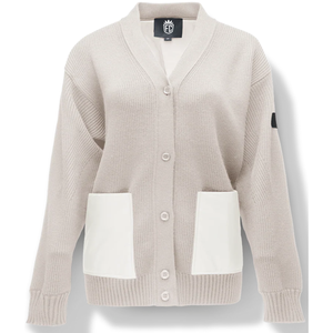 Cárdigan de Punto Acanalado Beige para Mujer, Suéter Largo con Botones en la Parte Delantera y Bolsillos de Contraste, Suave y Cómodo para Uso Diario - Product Image 3