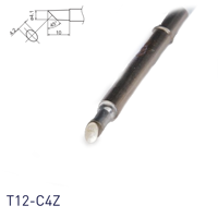Pointe de fer à souder Hakko T12-C4Z Shape-4C (Z) à longue durée de vie, en cuivre sans oxygène, pointe biseautée à 45 degrés, connecteur enfichable