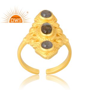 Anillo de piedras preciosas de labradorita Natural chapado en oro de 18 quilates de Plata de Ley 925, joyería personalizada para mujer, regalo para ella - Product Image 1