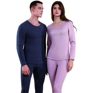 Conjunto de ropa interior térmica ajustada informal para hombre, de lona transpirable, cuello levantado, cierre de cremallera, logotipo frontal bordado, sólido de invierno - Product Image 5