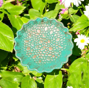 อ่างอาบน้ำนกกลางแจ้งแบบวินเทจเสร็จแล้วเครื่องป้อนนกสีเขียวแบบโบราณใช้กลางแจ้งในสวน - Product Image 3