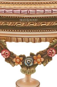 Mesa de entrada clásica de lujo con tablero de mármol y detalles florales pintados a mano - Product Image 4