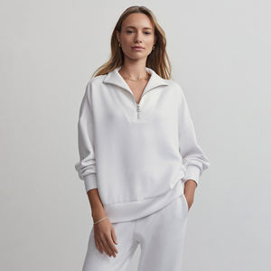 Nueva sudadera de invierno de alta calidad para mujer, jersey de media cremallera, suéter de entrenamiento informal de lana Polar cálido, técnicas lavadas de talla grande - Product Image 1