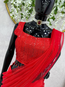 Latest Designer Party and Wedding Wear Butterfly <b>Net</b> <b>Fabric</b> Thread With Sequence Embroidered Lehenga Saree Ready to Wear - Product Image 3