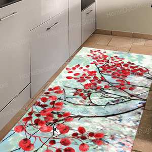 Alfombra con estampado de hojas rojas, alfombra impresa, regalo para el hogar, alfombra decorativa con diseño de árbol, alfombra suave con pelo - Product Image 1