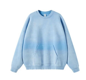 Sudadera Holgada de Color Liso Lavado, Estilo Desgastado, Manga Larga, Ropa Deportiva de Alta Calidad, Talla Grande para Hombre y Mujer - Product Image 2