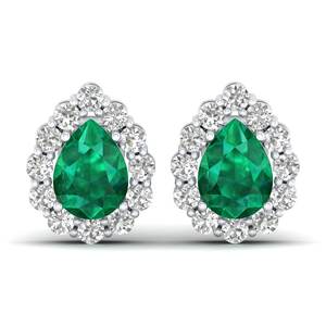 REYES Classic Design 14K Solid Gold Pear Cut 1.03Ct <b>Emerald</b> Gemstone Screw Back <b>Stud</b> <b>Earrings</b> GRA Certified Moissanite Jewelry - Product Image 2