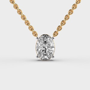 Colgante Solitario de Diamante Ovalado Cultivado en Laboratorio con Certificación IGI en Oro Amarillo/Blanco y Rosa de 9K, Colgante Clásico Minimalista para Mujer - Product Image 6