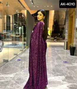 Fancy Women Party Wear Designer Heavy Sequence Eork Saree Collections con Banglori Satin Silk Blusa Piezas Wedding Wear Saree - Product Image 6