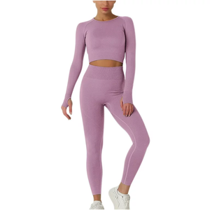 Tenue de yoga pour femmes Nouveau style de vêtements de fitness et de course à pied Vêtements d'entraînement de gymnastique sans couture Soutien-gorge de sport Ensembles de leggings à vendre - Product Image 3