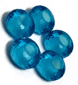 Topacio azul suizo Cuarzo 14,5mm Rondelle Big Hole Beads 5mm Drill Gemstone Big Hole Beads para hacer pulsera al por mayor - Product Image 3