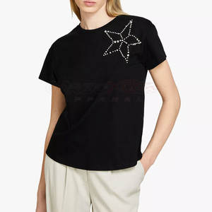 T-shirt décontracté pour femmes avec strass Bling avec coupe décontractée pour les fêtes et les festivals T-shirt pour femmes - Product Image 1
