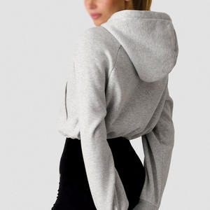Custom Low MOQ Women <b>Cropped</b> <b>Zip</b> <b>Up</b> <b>Hoodies</b> Wholesale Custom Logo Fleece Streetwear & Casual <b>Hoodies</b> OEM Private Label Supplier - Product Image 1