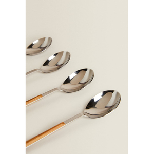 Ensemble de couverts en acier inoxydable, design moderne, écologique, cadeau de mariage, avec manches en bois, couleur personnalisée - Product Image 3