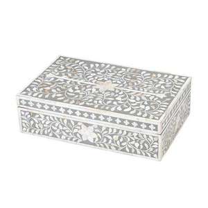 กล่องไม้แกะสลักกระดูกโบราณสำหรับตกแต่งด้วยเรซินดีไซน์เป็นรูปใบไม้แกะสลักสำหรับเฟอร์นิเจอร์บ้านหรือของขวัญ - Product Image 1
