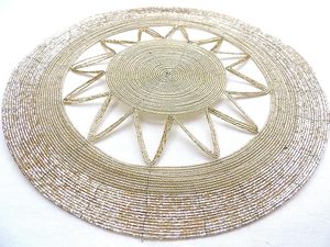 High Quality Champion Gold Glass <b>Beaded</b> Round <b>Placemat</b> Unique Design Table Decoration for Wedding High Quality Mats & Pads - Product Image 3