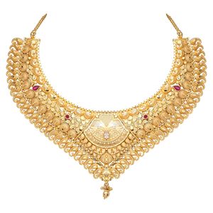 ขายส่งชุดสร้อยคอสั้น14K 18K 24K เครื่องประดับดีไซน์แบบดั้งเดิมสร้อยคอแฟชั่นชุบทองทองเหลือง - Product Image 4