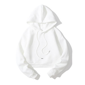Directo de fábrica de lujo esponjoso 100% algodón de invierno de punto Streetwear abrigo de mujer Sudadera con capucha cuello con capucha logotipo frontal posición - Product Image 2