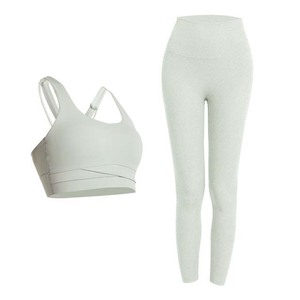 Wholesale Sport Bra Legging <b>Top</b> Gym Tight Sportswear 2 piece sports set Women Fitness Seamless legging bra set - Product Image 3