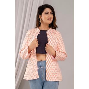 Women's Lightweight Cotton <b>Quilted</b> Peach <b>Jacket</b> Printed-SHKL1017 - Product Image 1