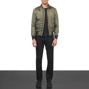 Blouson aviateur sportif en satin pour hommes avec fermeture à glissière en toile résistante à l'eau décontracté à l'extérieur avec col montant-Vente en gros bas quantité minimale de commande - Product Image 3