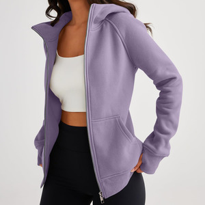 Women's Heavyweight Long 100% Cotton Mock Neck Thumb Holes Drop-shoulder Sleeves <b>Zip</b> Winter Hoodies <b>Sweatshirts</b> - Product Image 5