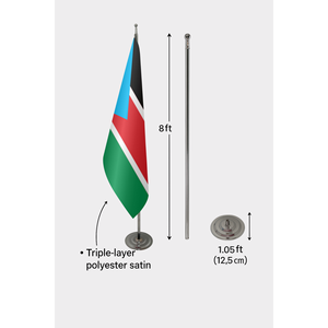 South Sudan Official Interior <b>Flag</b> 3x5ft Polyester Silk Pennant with Aluminum Fiberglass <b>Pole</b> Digital Printing Techniques Used - Product Image 5