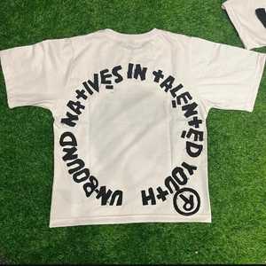Camiseta de manga larga de doble capa con bordado de retazos desgastado lavado de peso pesado personalizada, camisa cuadrada de algodón con diamantes de imitación para hombres - Product Image 3