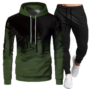 Conjunto de chándal deportivo de 2 piezas con patrón sólido para hombre, ropa informal para el invierno, ODM/OEM - Product Image 1